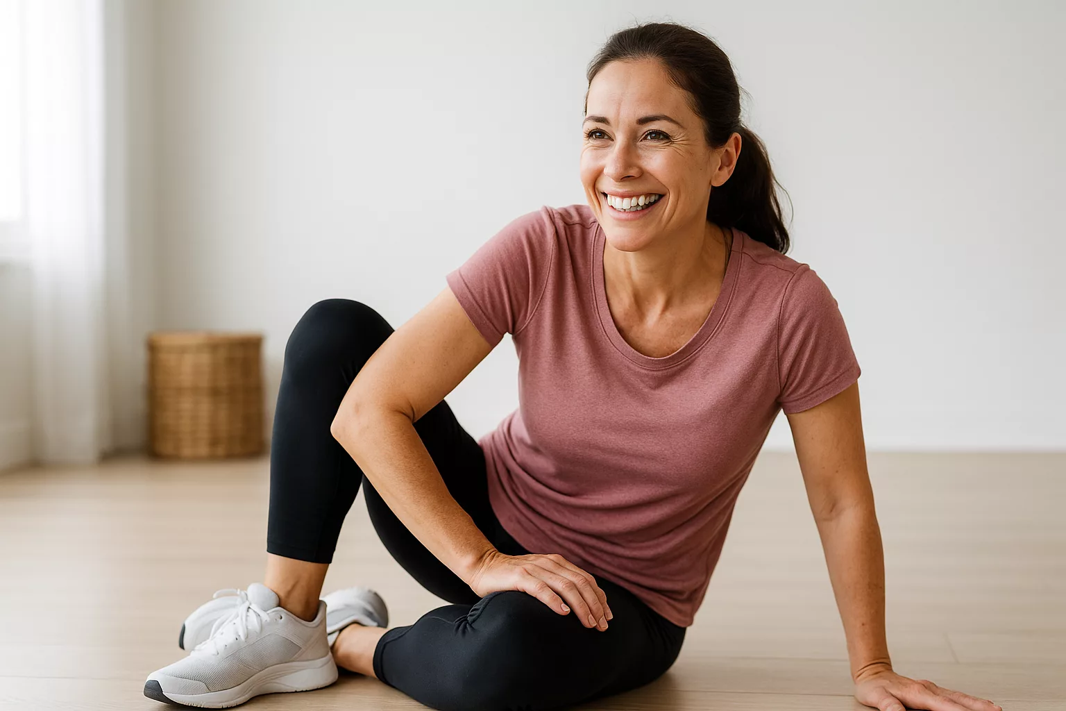 Mujer sonriente recuperando confianza y fuerza con entrenamiento personalizado en Crosswolf Xirivella
